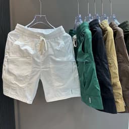 Quần short cargo nam túi khóa kéo khô nhanh 5 inch bình thường màu trơn bãi biển mùa hè 6