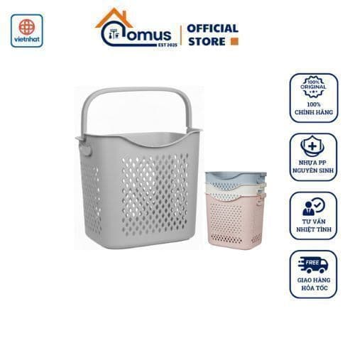 Giỏ Nhựa Vuông Caro Có Quai Xách Việt Nhật 3371/72/73, Sọt Đựng Quần Áo Và Đồ Chơi Tiện Ích - DOMUS