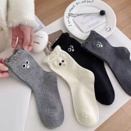 Combo 5 Đôi / 10 Đôi Tất Cotton Nữ Họa Tiết Mắt To Đáng Yêu 5