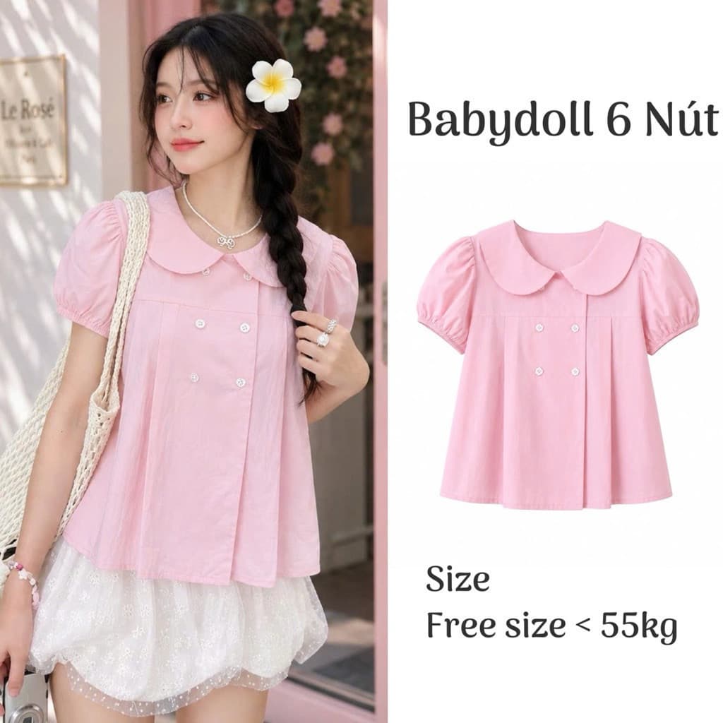 Áo babydoll kiểu nữ cổ bèo đáng yêu phong cách công chúa BX248 - Sam botique