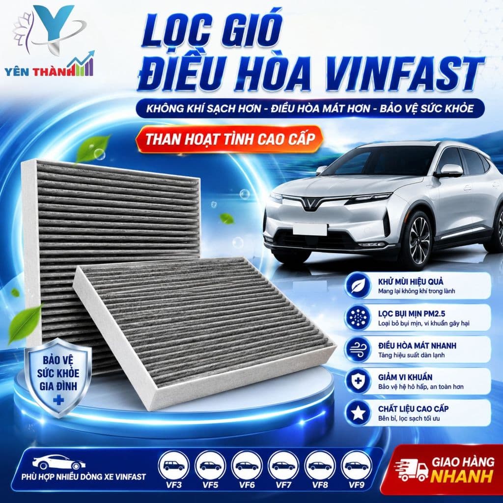 Lọc Gió Điều Hòa VinFast VF3 VF5 VF6 VF7 VF8 VF9 Limo Green | Than Hoạt Tính Khử Mùi Cao Cấp