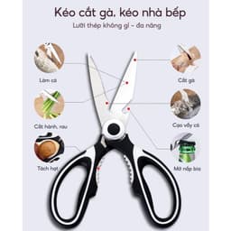 Kéo Cắt Gà, Kéo Nhà Bếp luoi Thép Trợ Lực, Kéo Đa Năng Cắt Thịt Nướng Thức Ăn Cho Bé (Có Nắp Đậy)  VOICON-[TTA11] 4