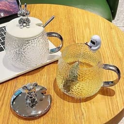 Cốc thuỷ tinh gấu nắp nhựa 400ml 6