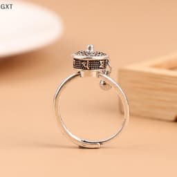 Nhẫn Om Mani Padme Hum Bát Nhã Tâm Kinh Khắc Chú Lục Tự Đại Minh Xoay Tròn Phong Thủy Phong Cách Phật Giáo Cổ Điển 1