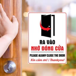 Decal Nhắc Nhở Đóng Cửa, Sticker Trang Trí Dán Cửa, Kính, Tường, Gỗ - Chống Nước, Thẩm Mỹ Cao. 5