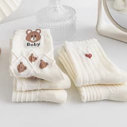 Set 5 Đôi Tất Nữ Cổ Cao Gấu Trắng Chữ B Dễ Thương Hàn Quốc TT25 4