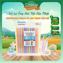 [NHẬT BẢN] Set 150 Ống Hút Nội Địa Nhật SEIWAPRO - Nhựa PP Cao Cấp, Uốn Cong, An Toàn Cho Bé 1