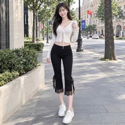 Quần ngố nữ dáng lửng qua gối phối ren cạp trễ hack dáng cực xinh  QRL7 65 7