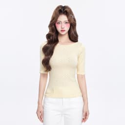 Áo Thun Nữ Chấm Bi Kiểu Tay Lửng Phong Cách Y2K A51601 7 - Sam botique 8