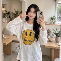 Áo thun giấy cổ tròn mỏng in hình mặt cười vàng xinh đẹp hot trend  TG FACE11 7 7