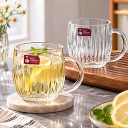 Bộ 6 Ly Thủy Tinh Có Quai Prim Glassware PG-332 355ml Tiện Lợi Cho Gia Đình Và Quán Cà Phê 1