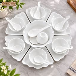 Bộ bát đĩa Hoa Mặt Trời Thương Hiệu Gochy Gốm Sứ Bát Tràng Họa Tiết trắng trơn 45cm 2