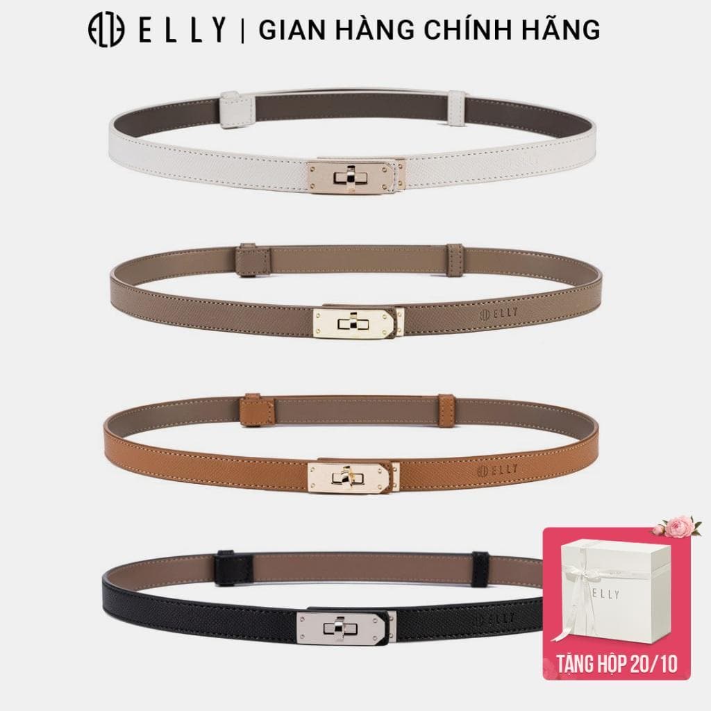Thắt lưng nữ ELLY ED74 khóa chốt da thật cao cấp dây nịt nữ thời trang chính hãng