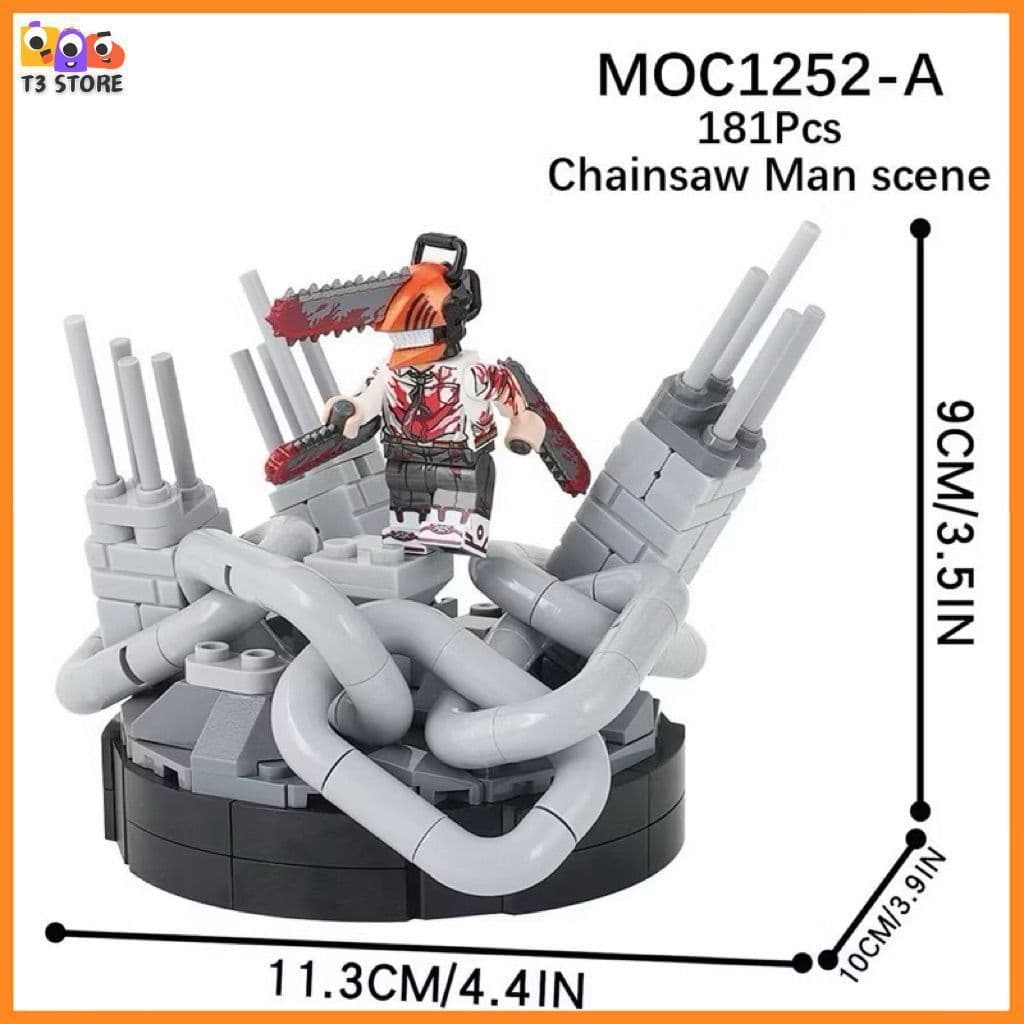 Minifigure Chainsaw Man Đồ Chơi Lắp Ráp Nhân Vật Anime Chainsaw Man Scene (MOC1252)