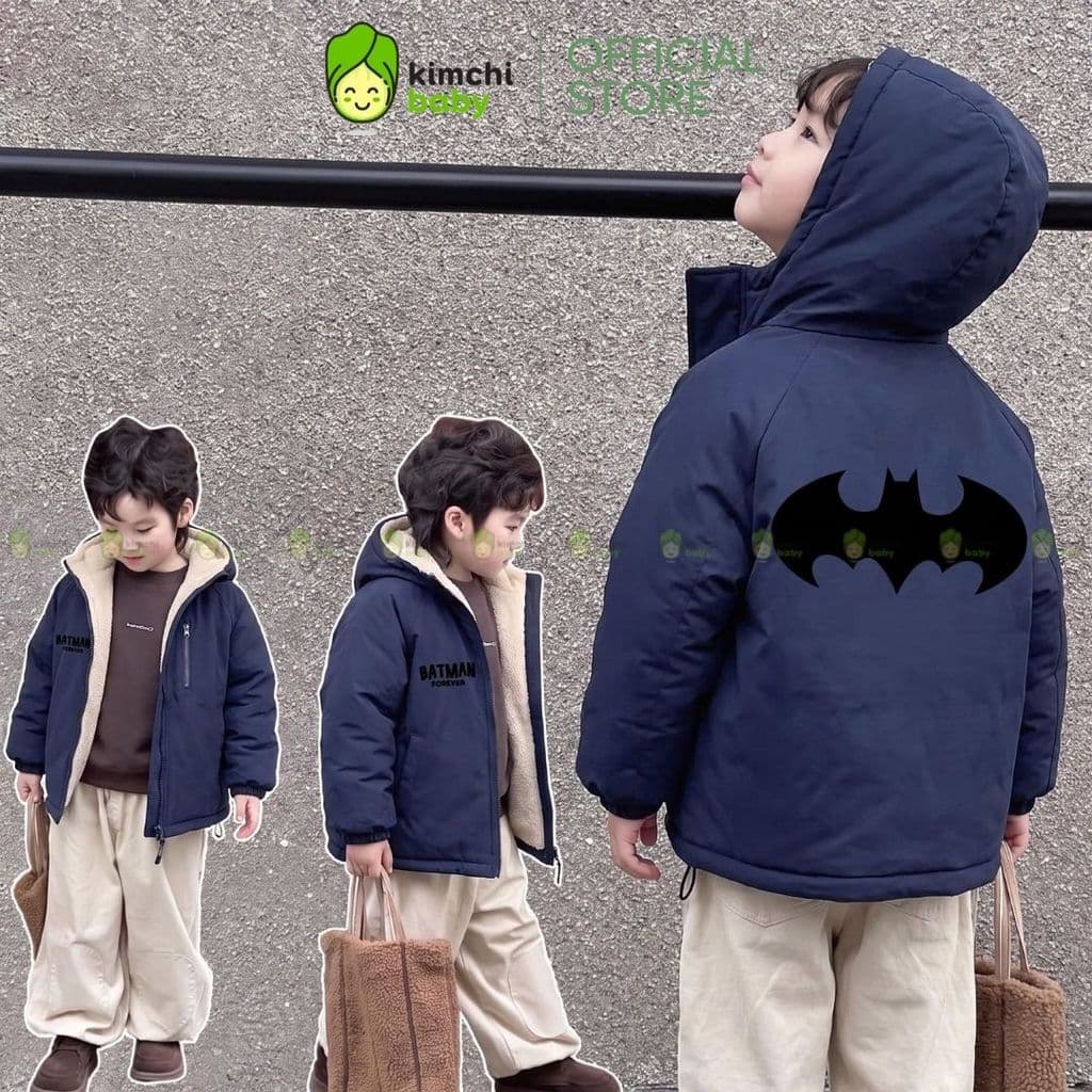 [12-37KG] Áo Khoác Lông Cừu Cho Bé Trai Bé Gái KIMCHIBABY Dày Dặn Giữ Ấm Chống Gió Họa Tiết Hoạt Hình Đáng Yêu AK602
