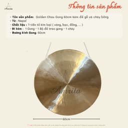 [Amrita] [Hàng Sẵn] Golden Chau Gong 60cm kèm đế gỗ và chày bông - CXNP532 2