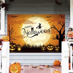 Rèm Phông Nền Polyester Chủ Đề Halloween Trang Trí Nhà Cửa In Bạt Tặng Kèm móc dán treo tường 3