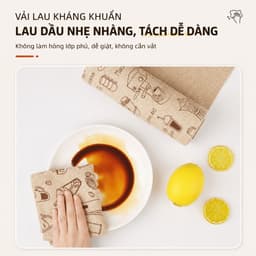 Khăn Lau Bếp Đa Năng Kháng Khuẩn Pretty,Cuộn Khăn Siêu Thấm Hút Dầu Mỡ, Không Xơ Vải, Tái Sử Dụng 5