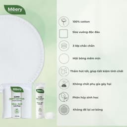[MUA 5 TẶNG 1] Bông Tẩy Trang MÉERY Chính Hãng, Bông Tẩy Trang Meery 205 Miếng 100% Cotton Mềm Mại 4