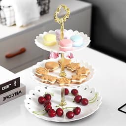 Khay mứt 3 tầng bằng nhựa, Khay đựng bánh kẹo mứt hoa quả 3 tầng decor, 5