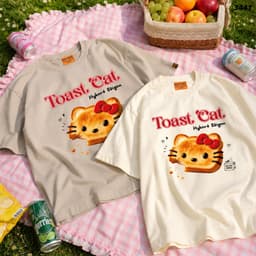 Áo Thun HY KORÉ Toast Cat 3441 Form Rộng Localbrand Oversize Unisex Vải Cotton 75% Nam Nữ Mặc Đẹp 6