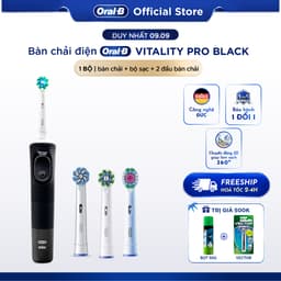 [KOL] [MUA 1 TẶNG 2] Mua 1 Bàn Chải Điện ORAL-B VITALITY Pro Đen TẶNG Set 2 Đầu Bàn Chải Sạch Sâu 1