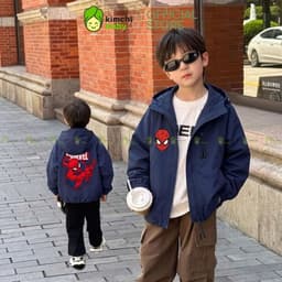 [9-37KG] Áo khoác gió cao cấp bé trai cản gió trượt nước KIMCHIBABY họa tiết Siêu Anh hùng, Áo gió bé trai cao cấp 2 lớp 7