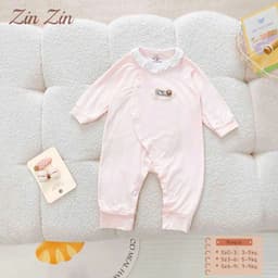BD41. Bộ body liền thân body dài tay bé trai bé gái sơ sinh Zinzin viền bèo chất petit mềm mịn mát co dãn 4 chiều 5