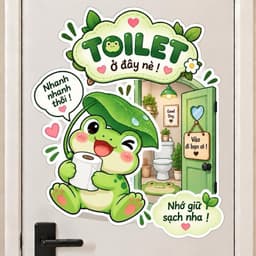 "Decal Dán Cửa Nhà Vệ Sinh Hoạt Hình Dễ Thương, Chống Thấm Nước, Bền Đẹp" 3