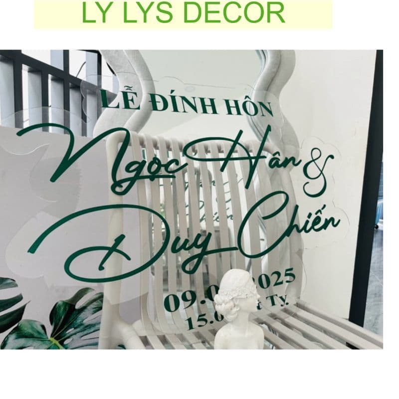 Bộ Tên Cô Dâu Chú Rể Decal Dán Mành Tre Trang Trí Gia Tiên Đám Cưới LY LYS DECOR