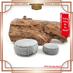 Tượng trống đá sa thạch - trưng bày tiểu cảnh, bán cạn, bonsai, terrarium 7