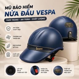 [ĐẠT CHUẨN AN TOÀN] Mũ Bảo Hiểm Lưỡi Trai Nam Nữ Vespa Khoét Lỗ Có Chừa Đuôi Tóc Thời Trang size 52-58cm 7