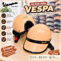 [ĐẠT CHUẨN AN TOÀN] Mũ bảo hiểm Vespa màu sưɑ~ kem luoi trai trí liễu đai da đen nam và nữ đội freesize  [MQ] 1