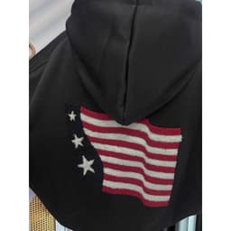Áo khoác hoodie nữ nỉ form rộng, khoá kéo in lưng thời trang - mã M033  mới nhất. -hình lá cờ  trendy. 7