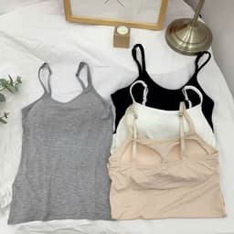 < Kèm Đệm Mút  > Áo 2 Dây Đệm Mút Ngực Co Giãn, Dây Điều Chỉnh quảng châu nơ xinh đẹp -LADYER 1