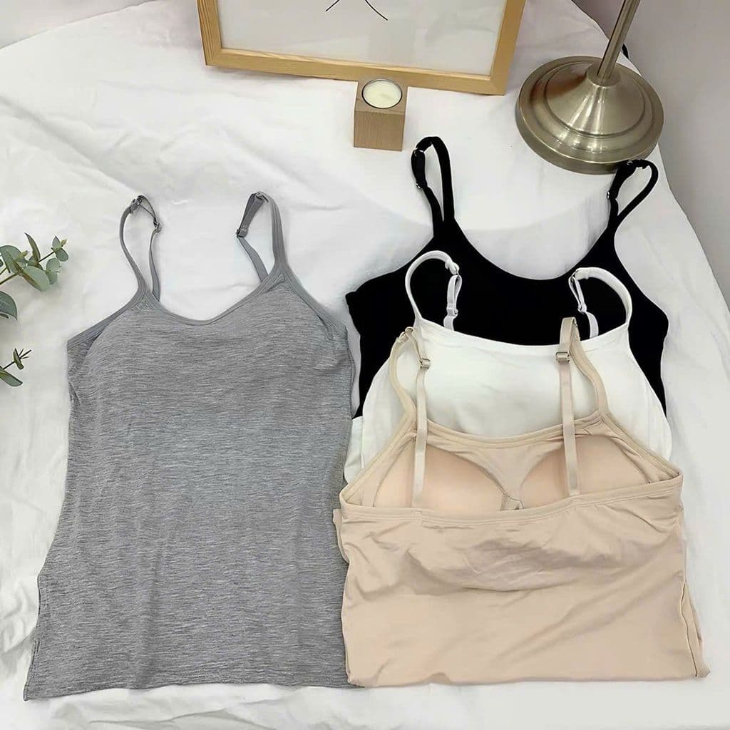 < Kèm Đệm Mút  > Áo 2 Dây Đệm Mút Ngực Co Giãn, Dây Điều Chỉnh quảng châu nơ xinh đẹp -LADYER