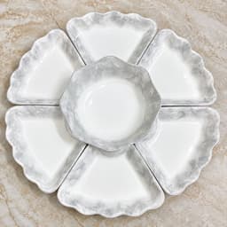 Bộ bát đĩa hoa mai vàng sứ cao cấp Set đĩa hoa mặt trời 45cm gốm sứ chịu nhiệt Bộ đĩa thờ cúng 9