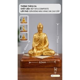 Tượng Phật Thích ca 8cm Trang Trí Tiểu Cảnh, Bàn Làm Việc  Bằng Đá Composite Chất Lượng Cao 5