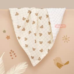 Chăn xô muslin hạt đậu cho bé - Chăn/ Mền đắp cho bé vải muslin cao cấp kết hợp vải nhung bi mềm 4