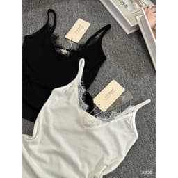 (Dmina) ÁO HAI DÂY PHỐI REN | ÁO HAI DÂY NỮ THUN COTTON MỀM MẠI, ÁO BASIC THANH LỊCH 2