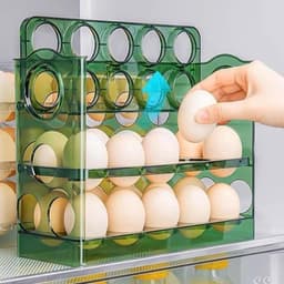 Khay đựnġ trứng thông minh 3 tầng, tự lật khi hết trứng, sức chứa 30 quả, hộp đựnġ tiện lợi. mau xanh ( VOICON-[SS67] 5