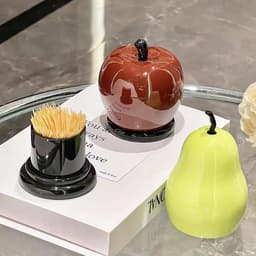 Hộp đựnġ tăm hình quả táo  lê  sáng bóng có nắp đặt bàn decor phòng khách VOICON-[DA72] 2