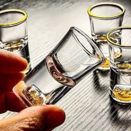 Bộ 6 chén trắng bằng vàng lá cao cấp cho sử dụng tại nhà, chia rượu pha lê cá nhân hóa, ly rượu miệng nhỏ,VOICON-[DA66] 5