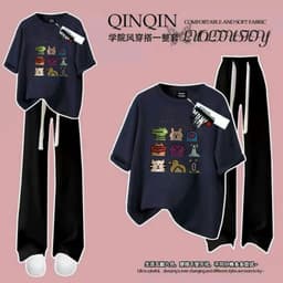 [ MỞ BÁN GIẢM 60% ] sét bộ đồ quần dài dây to đen+ mix áo phông form rộng xanh than thêu BERRY 2