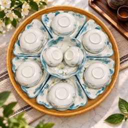 Khay Nhựa Vân Gỗ Đựng Bát Đĩa Hoa Mặt Trời, Mâm Đựng Mâm Cơm Cúng Gia Tiên Có Tay Cầm Tiện Lợi 7