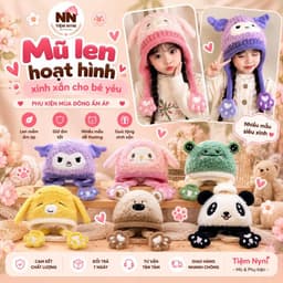 Mũ len lông che tai cho bé 3-10 tuổi con vật đáng yêu siêu ấm, siêu đẹp 1