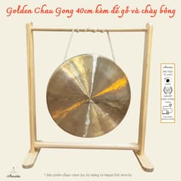 [Amrita] [Hàng Sẵn] Golden Chau Gong 40cm kèm đế gỗ và chày bông - CXNP531 1
