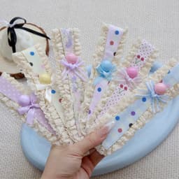Băng Đô Dán Tóc Mái Viền Ren Bèo Nhún Tone Màu Pastel Đính Nơ Xinh Xắn T934 2