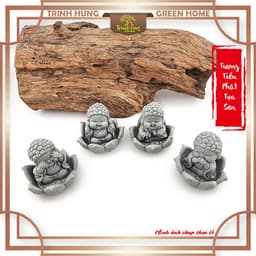 Bộ tượng tiểu phật tứ không tọa sen đá sa thạch ST.PVN2684 - Tượng deco, trang trí tiểu cảnh, bán cạn, terrarium 6