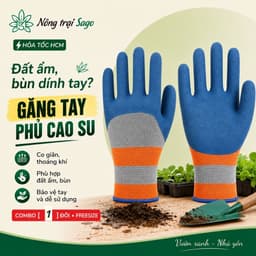 Găng Tay Phủ PU Màu Xanh Cam (1 Đôi Freesize) Co Giãn Chống Bám Đất, Làm Vườn Không Bí Tay | Nông Trại Sago 1